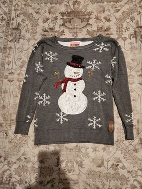 Cozy Snowman Knit Sweater - Gray